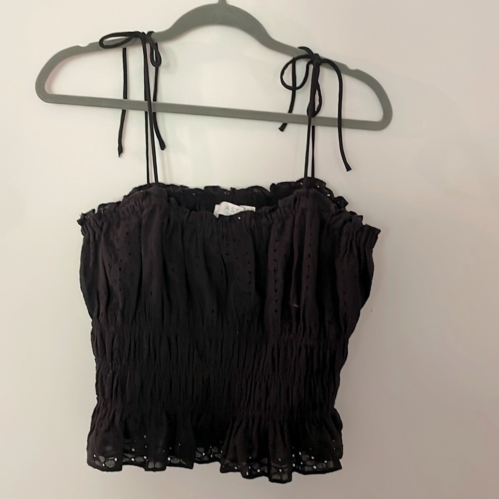 ASTR the label elastic waist tie strap tank top